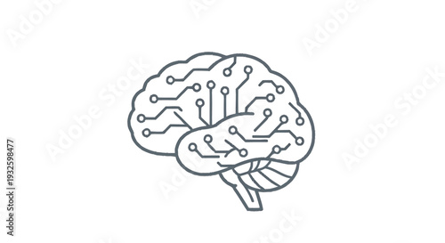 Digital Brain Network Illustration Representing Artificial Intelligence.