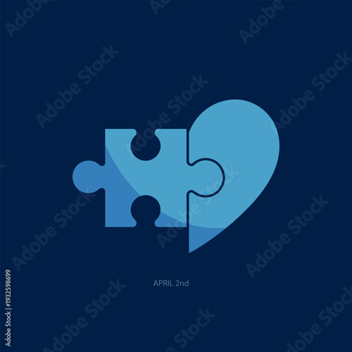 A light blue puzzle piece forming the shape of a heart against a dark blue background