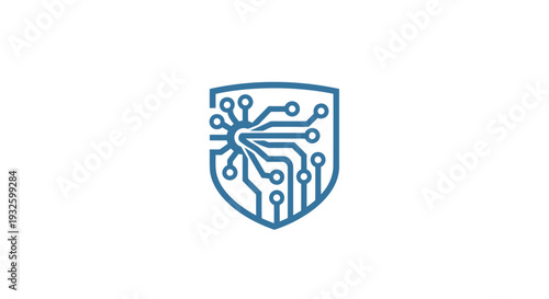 Digital Shield Security Technology Circuit Board Icon.