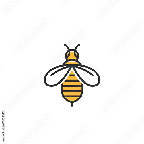 Stylized Bee Icon with Black Outline and Yellow Stripes.