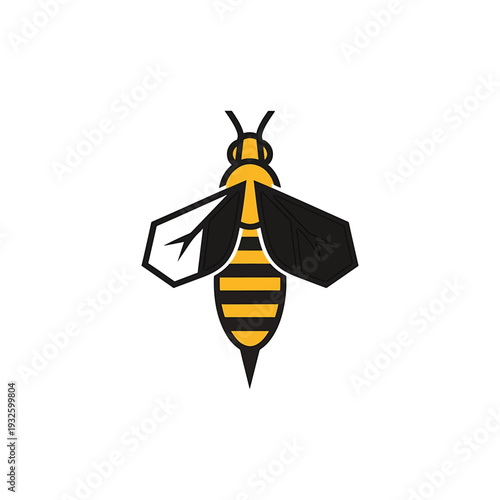 Stylized Bee Icon with Geometric Wings and Stripes.