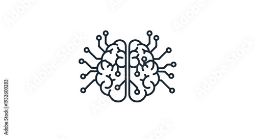 Digital Brain with Circuits and Connections.