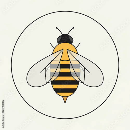 Stylized Bee Illustration in a Circle.