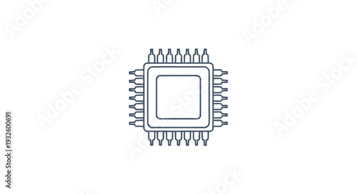 Detailed Illustration of a Microprocessor Chip with Pins.