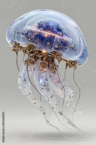 Wallpaper Mural Robotic jellyfish design blending technology and marine life. Generative AI Torontodigital.ca