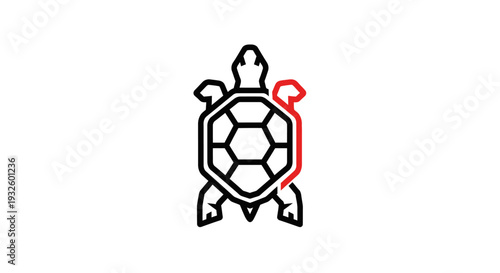 Turtle Logo Design Element with Red Hook.