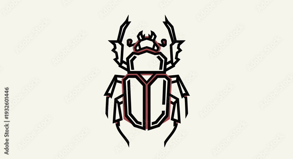 Fototapeta premium Stylized Beetle Illustration with Crown Design.