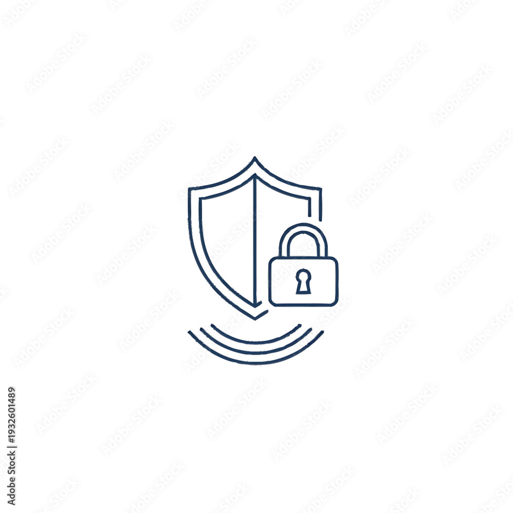 Obraz premium Cyber Security Shield and Padlock Icon Representing Data Protection.
