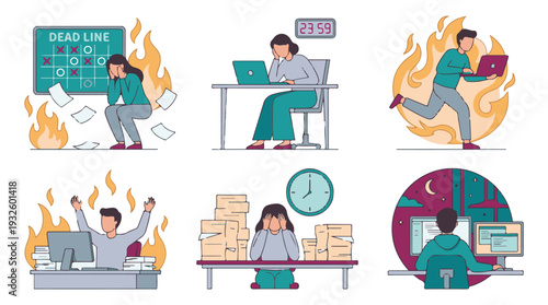 People under immense work pressure facing deadlines, stress, and burnout