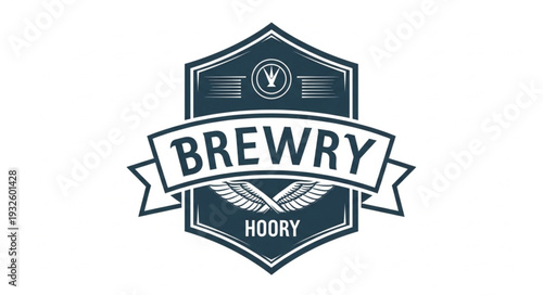 Brewery logo design with a shield shape and banner, perfect for branding.