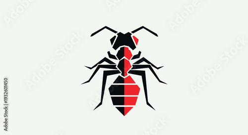 Stylized Ant Illustration with Red Accents.