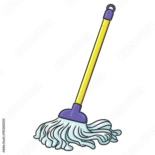 Cartoon mop with long yellow handle
