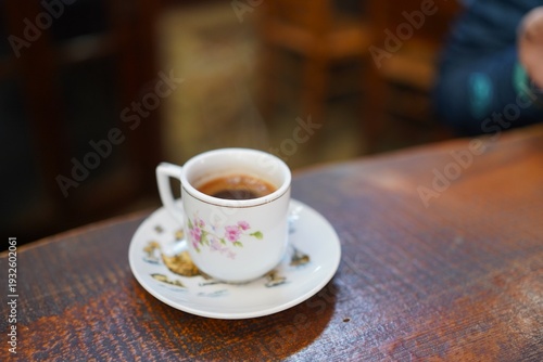 cup of cyprus coffee on a wooden table