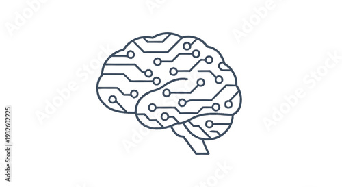 Digital Brain Circuit Board Technology Concept.