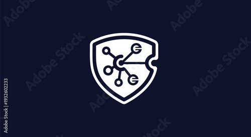 Cyber Security Shield Network Icon Technology Concept.