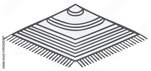 Stylized Isometric Icon of a Woven Blanket or Shawl with Tassels