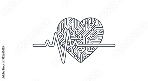 Digital Heartbeat Circuit Board Technology Concept.