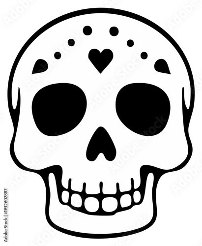 Simple Day of the Dead Skull Illustration Festive Celebration Graphic