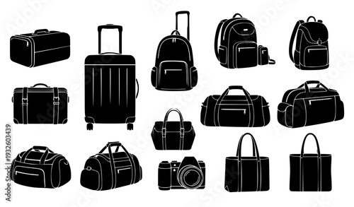 Luggage and travel bag silhouette vector collection – minimal icons
