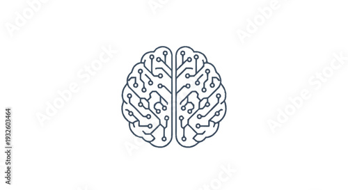 Digital Brain Circuit Board Technology Concept Illustration.