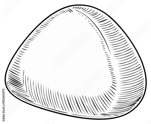 Vintage triangular food dish with etched detail illustration isolated on white