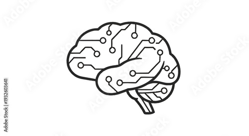 Digital Brain Circuit Board Technology Concept.