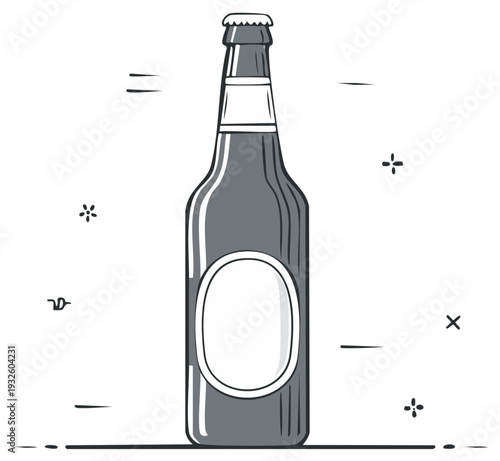 Classic Beer Bottle Vector Illustration with a Blank Label ready for customization and branding