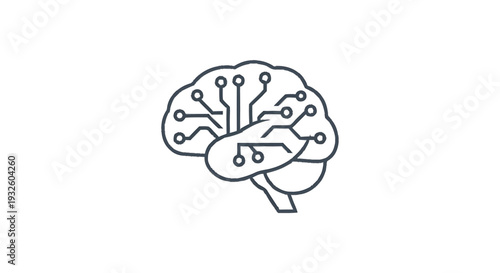 Digital Brain with Circuits and Nodes Representing AI.