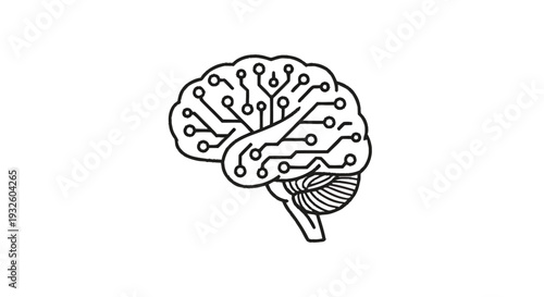Digital Brain Circuitry Artificial Intelligence Concept.