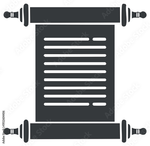 Ancient scroll with text and decorative rollers