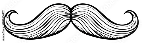 Stylized Black Line Drawing of a Gentleman's Handlebar Mustache