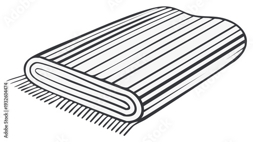 Rolled-up rug graphic illustration for home decor or design project