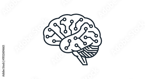 Digital Brain with Circuits Representing Artificial Intelligence.