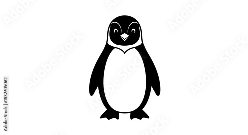 Cute cartoon penguin illustration standing upright.