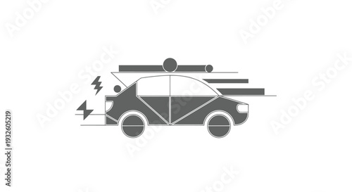 Electric Car Charging and Moving Fast Icon.