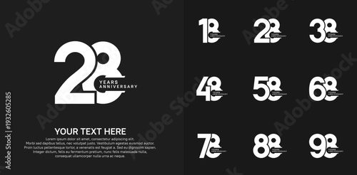 Anniversary logo set vector design, white color for celebration event