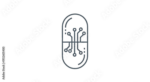 Digital Pill Icon Representing Future Medicine Technology.