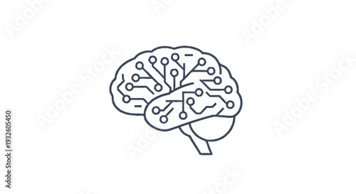 Digital Brain with Circuits Representing Artificial Intelligence.
