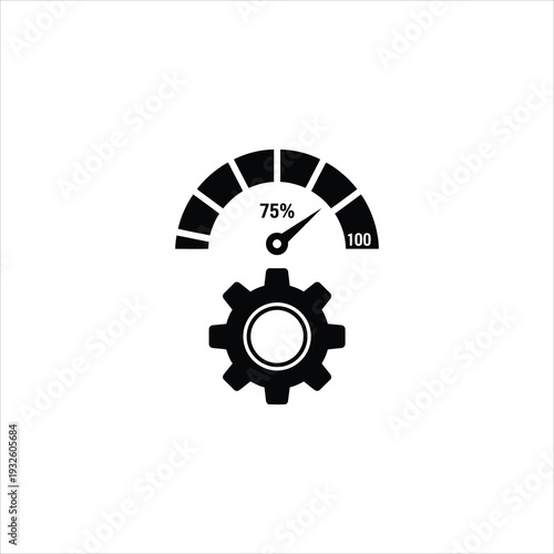 A gear icon with a gauge showing 75 percent