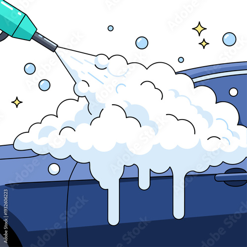 Flat Vector Illustration of Car Detailing Foam Cannon