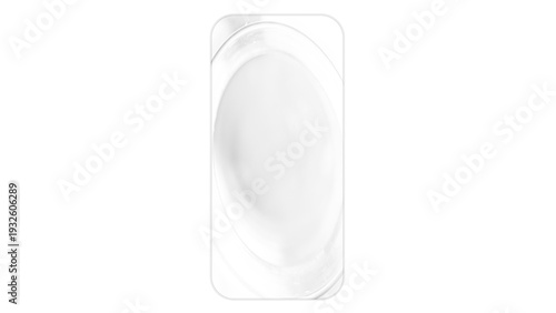 Transparent glass frame in the form of a telephone with soft reflections and realistic glare isolated on transparent background.