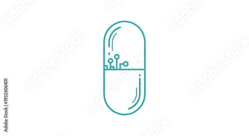 Digital Pill Icon Representing Future Medicine Technology.
