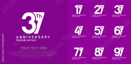 Anniversary logo set vector design, white color for celebration event