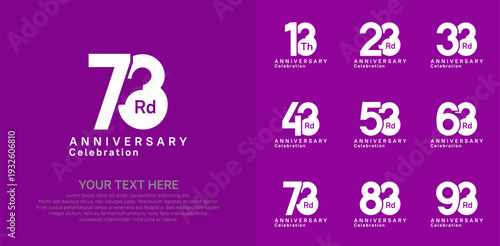 Anniversary logo set vector design, white color for celebration event