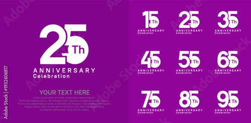 Anniversary logo set vector design, white color for celebration event