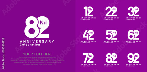 Anniversary logo set vector design, white color for celebration event