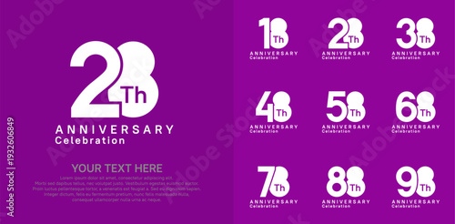 Anniversary logo set vector design, white color for celebration event