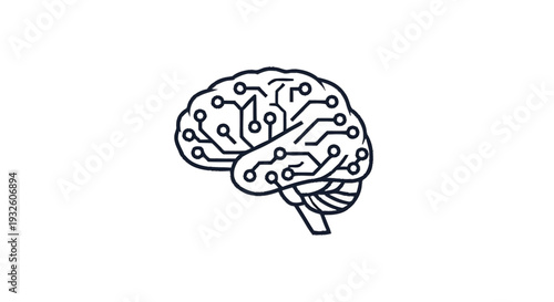 Digital Brain with Circuits Representing Artificial Intelligence.