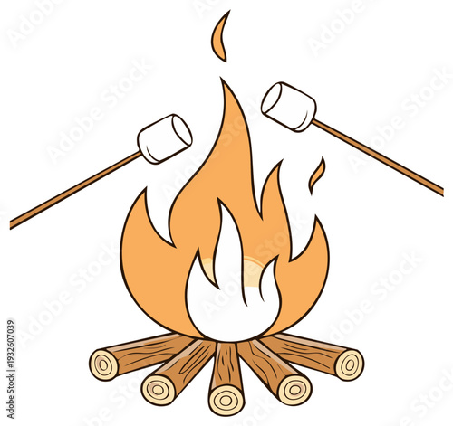 Marshmallows roasting over a campfire