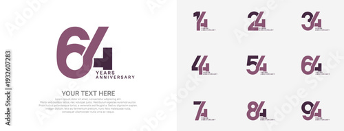 Anniversary logo set vector design, purple color for celebration event